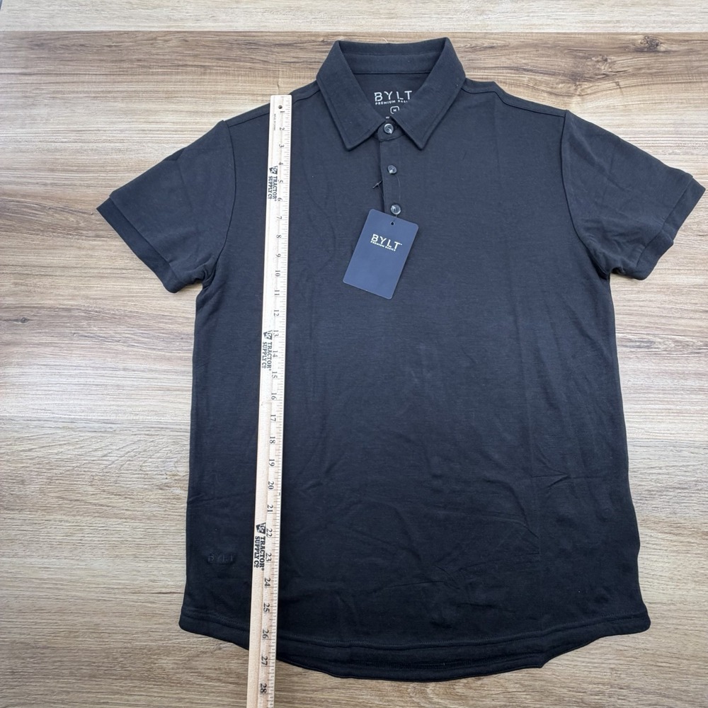 BYLT Premium Basics Mens Comfort Wool Short Sleeve Polo Black Medium NEW - Picture 7 of 7